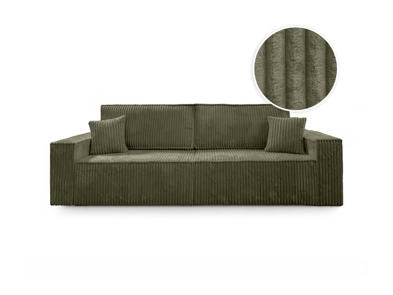  Farah - canapé droit 3 places convertible en velours cotelé épais  - Conforama A