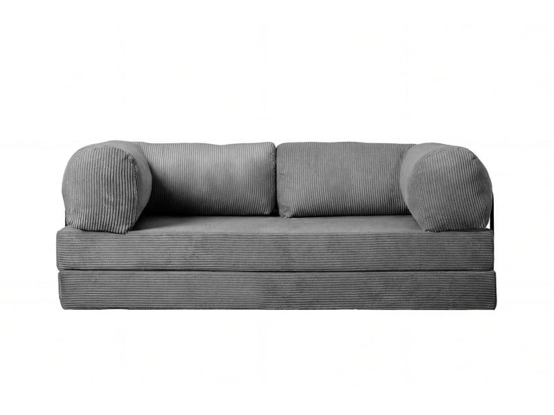  Cosima - canapé droit convertible petit velours côtelé 3 places gris foncé  - Conforama A