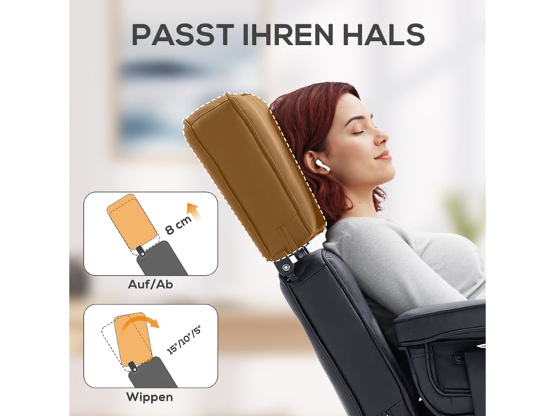  Fauteuil relax inclinable avec repose-pieds, similicuir noir, appui-tête réglable, base métal, pour salon et lecture  - Conforama E