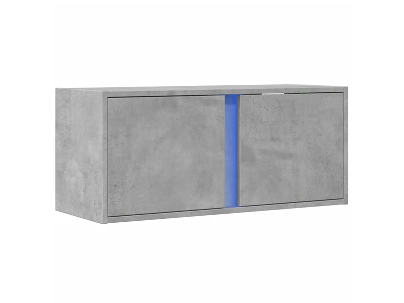  Meuble tv - banc tv - meuble de rangement mural avec lumières led gris béton 80x31x35 cm  - Conforama C