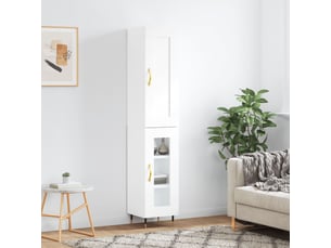 Buffet haut - bahut - meuble de rangement blanc 34,5x34x180 cm bois d'ingénierie