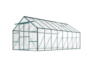 Serre de jardin en polycarbonate, métal et aluminium, anti-uv et coupe-vent, 244 x 500 x 216 cm, verte