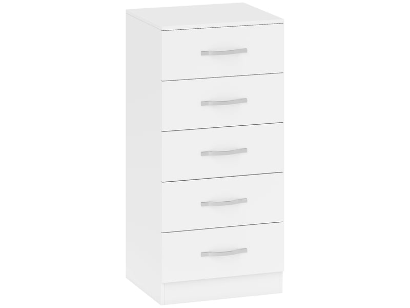  Commode 5 tiroirs, meuble de rangement étroit, style moderne, pour chambre à coucher, salon, couloir, blanc, 40x35x85cm  - Conforama B