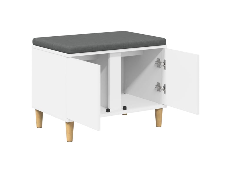  Banc d'entrée blanc 60x38x46 cm bois ingénierie et tissu shl46519  - Conforama E