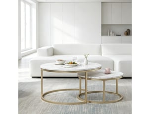 Tables basses gigognes rondes 8060 cm - blanches - mdf et acier, format modulable et style contemporain