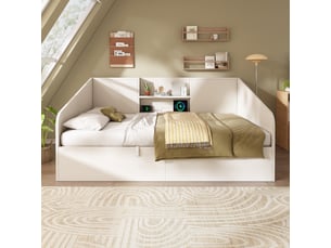 Lit coffre 90x190 cm REDOM coloris blanc