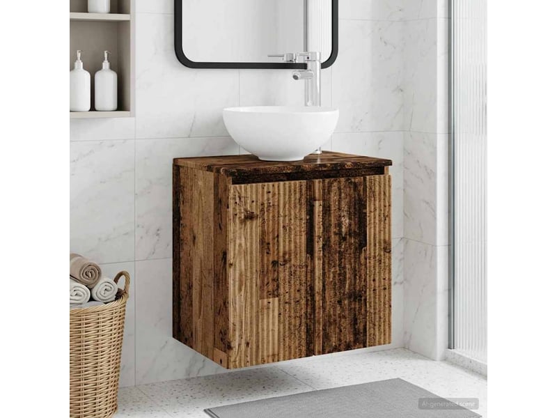  Vanité de lavabo mural, meuble de rangement bois ancien 49.5x35x63 cm  - Conforama B