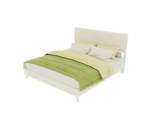 Lit rembourré 160 × 200 cm 2 places avec tête de lit moelleuse, sans matelas, en tissu beige