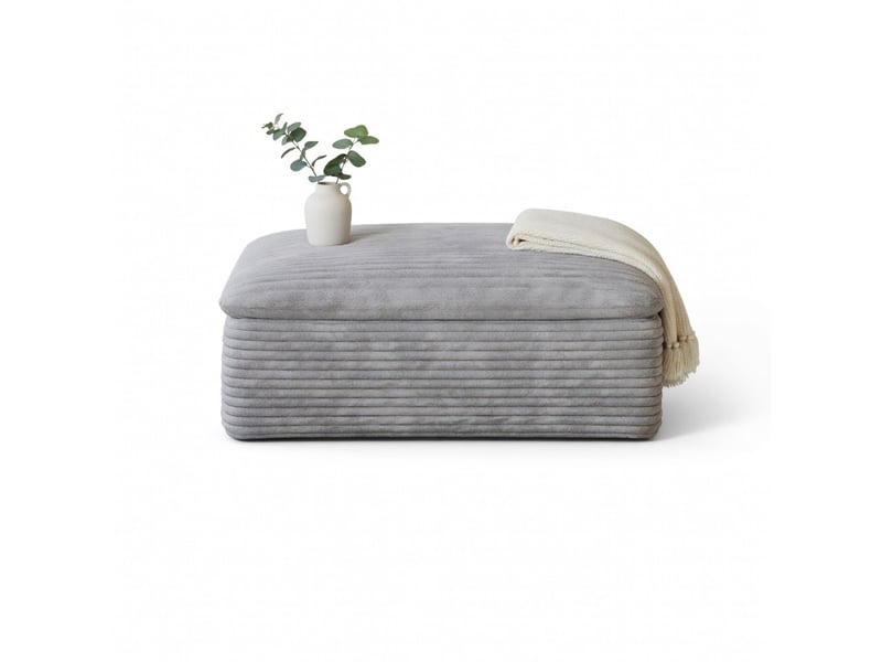  Pouf en tissu gris clair, confortable et élégant pour votre salon  - Conforama A