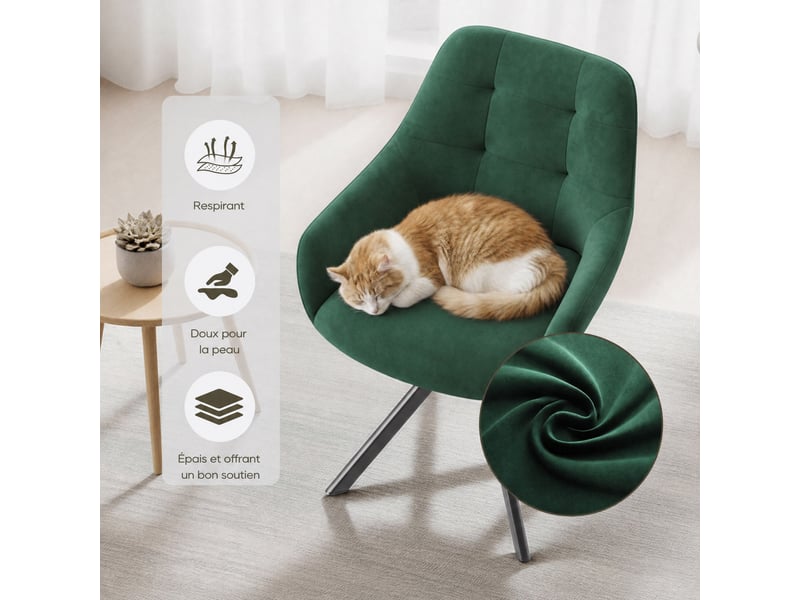 Lot 4 chaise pivotante premium avec demi-accoudoirs - chaise rotation à 360°base métallique haute stabilité, vert - Conforama E