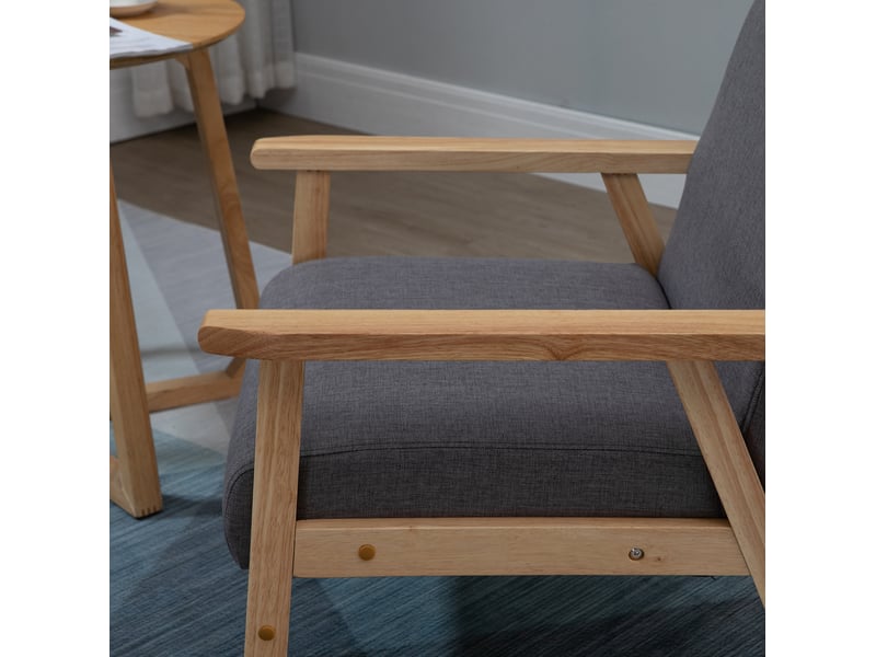  Fauteuil lounge scandinave gris en tissu aspect lin avec accoudoirs 64x70x72 cm  - Conforama E