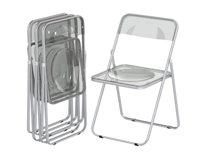  Set de 4 chaises pliantes en acrylique transparent gris  - Conforama E