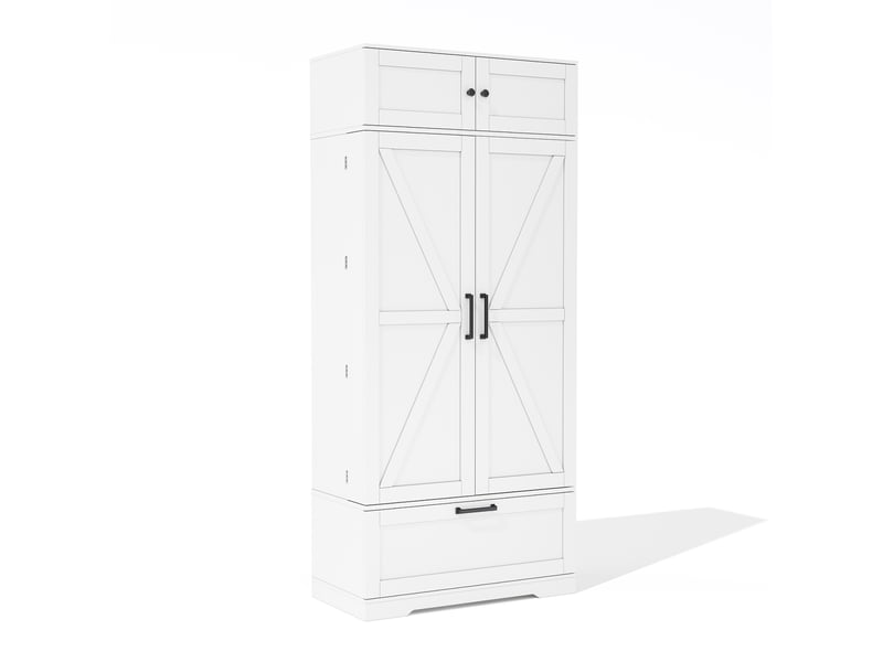 Meuble de cuisine muvano, armoire de cuisine blanche avec range-bouteilles, 80 × 40 × 180 cm  - Conforama A