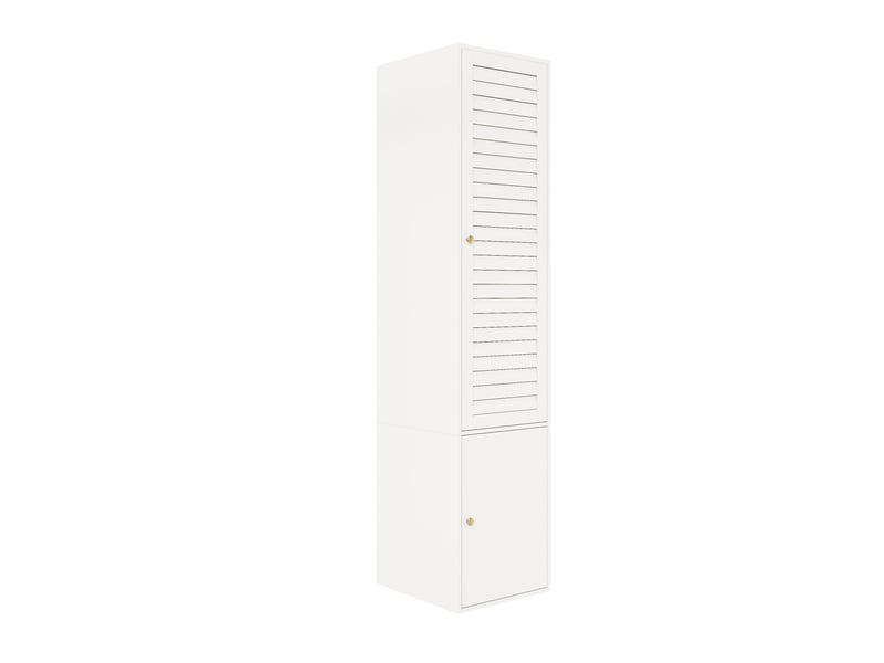  Armoire chambre 45x50x200 cm, penderie une porte avec porte persienne, en bois, avec tringle et 3 compartiments, blanc  - Conforama D