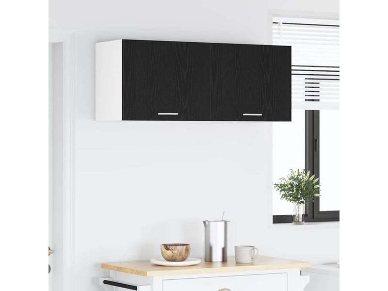  Meuble de rangement cuisine, armoire suspendue chêne noir et blanc 50x31x40cm  - Conforama D