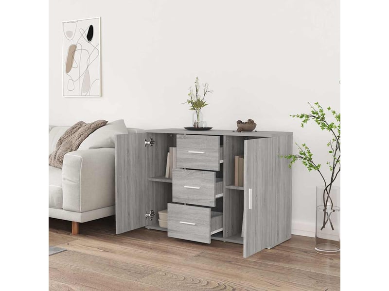  Buffet - bahut - meuble de rangement sonoma gris 91x29,5x65 cm bois d'ingénierie  - Conforama C
