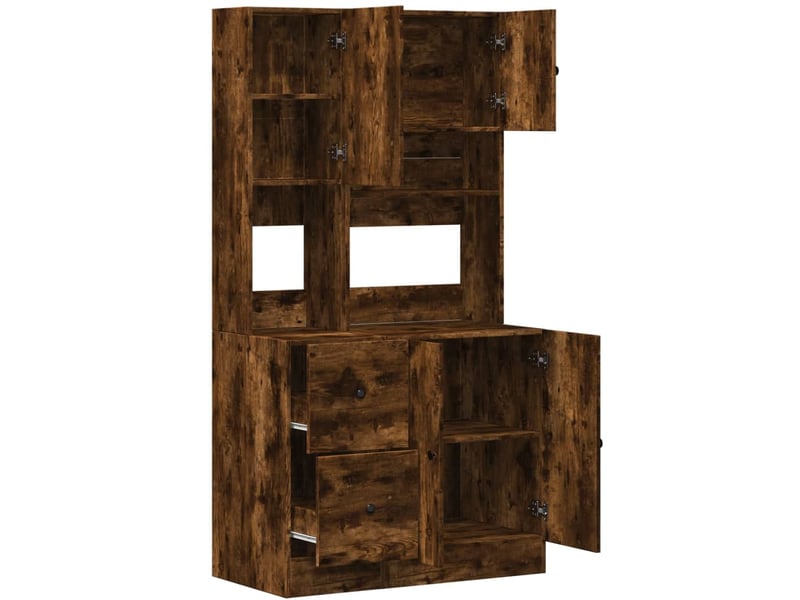  Armoires de cuisine en bois d'ingénierie 95 x 50 x 180 cm avec grands espaces de rangement style moderne en chêne fumé 02_0055529  - Conforama E