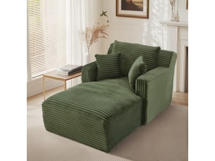Méridienne convertible avec confort moelleux et usage polyvalent pour salon ou bureau, en velours côtelé vert