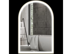 Miroir de salle de bain led 90 x 60cm, mural, 3 couleurs, arqué cadre en aluminium, désembuage et interrupteur tactile