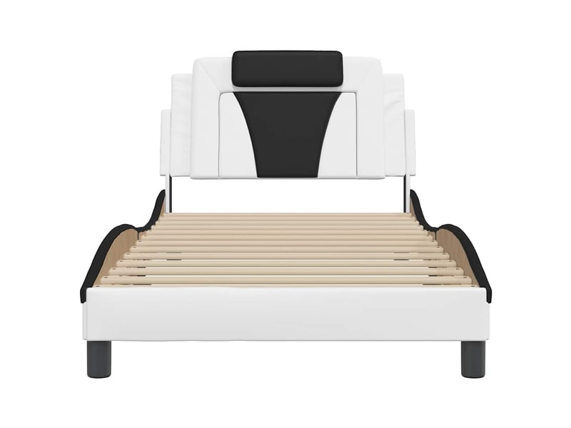  Lit simple- lit adulte -  cadre de lit viana sans matelas blanc et noir 100x200 cm similicuir  - Conforama C