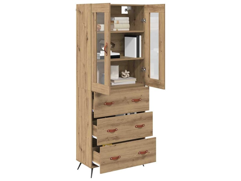 Buffet - bahut - meuble de rangement avec étagère 2 pc chêne artisanal 69,5 x 34 x 180 cm - Conforama C