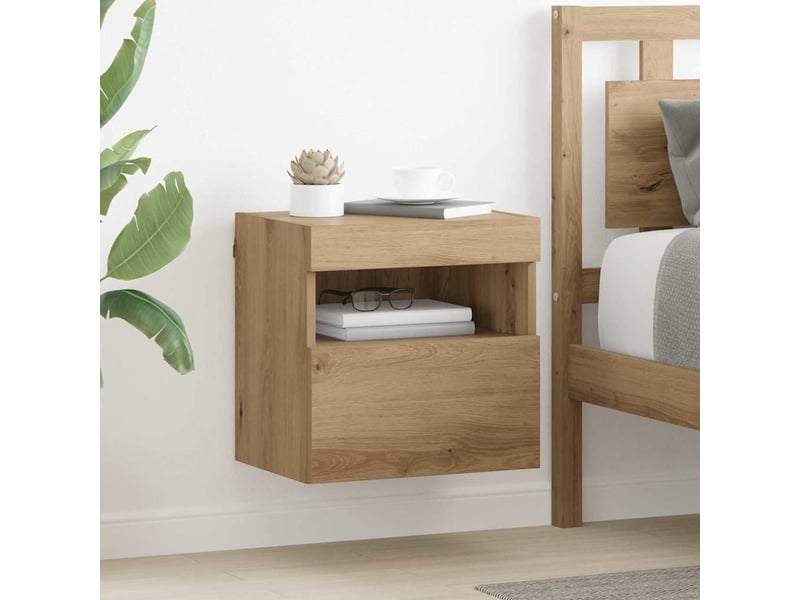 Lot de 2 meuble tv mural, meuble tv suspendu chêne artisanal bois d'ingénierie shl32060 - Conforama B