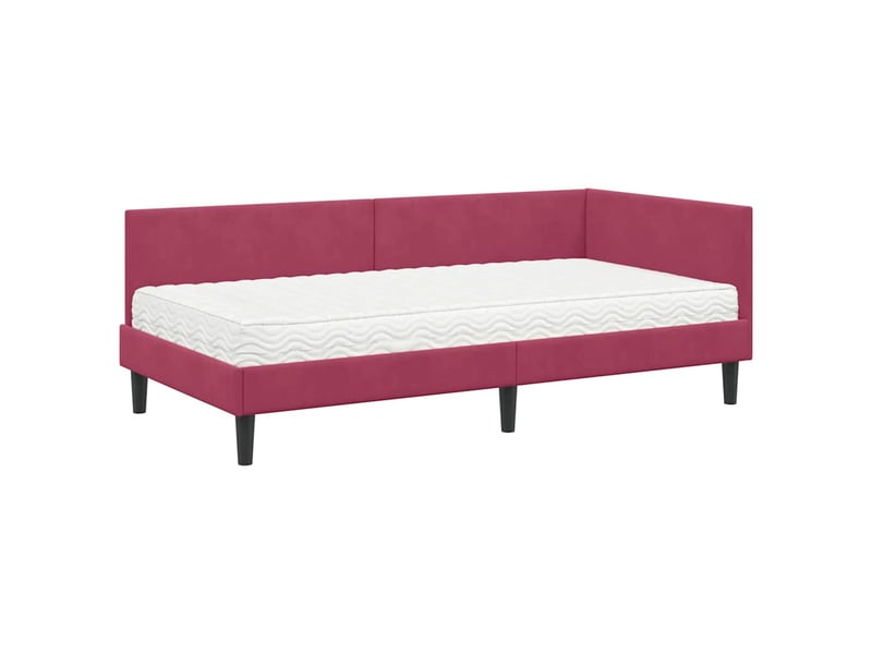 Lit simple- lit adulte - cadre de lit d'angle avec matelas 2 pcs bordeaux 100 x 200 cm - Conforama C