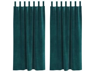 Lot de 2 rideaux, rideaux de fenêtre vert foncé 140 x 175 cm velours cf44124