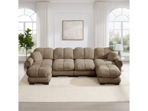 Canapé d'angle u modulable,330x149x90 cm,4 places avec 2 ottomans,chenille,marron