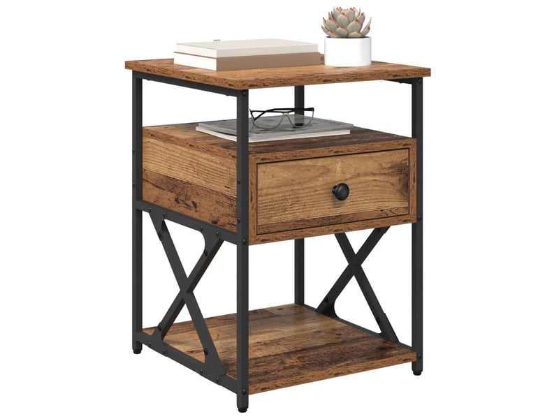 Table de chevet - cabinet de chevet - table de nuit 2 pièces bois ancien 40 x 42 x 55 cm - Conforama B