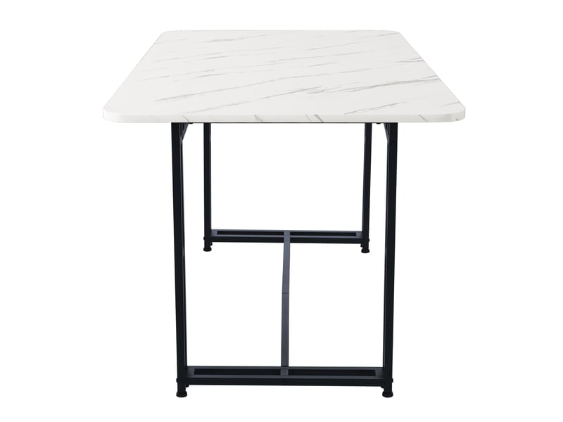  Table à manger de luxe légère 120 x 70 x 74 cm, rectangulaire, coloris blanc et noir, piètement et bâti en métal pour salle à manger  - Conforama D