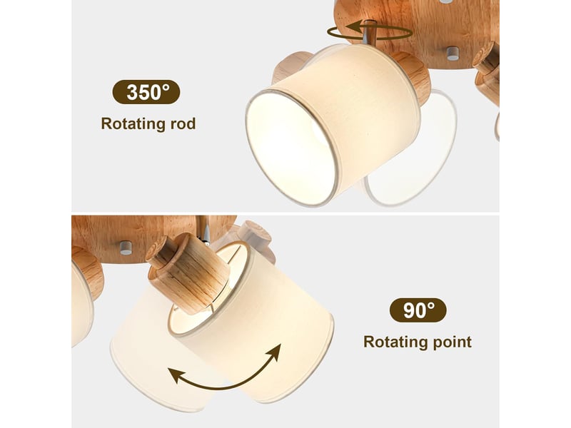 Plafonnier en bois 2 spots – spot de plafond orientable led, base e14 - Conforama D