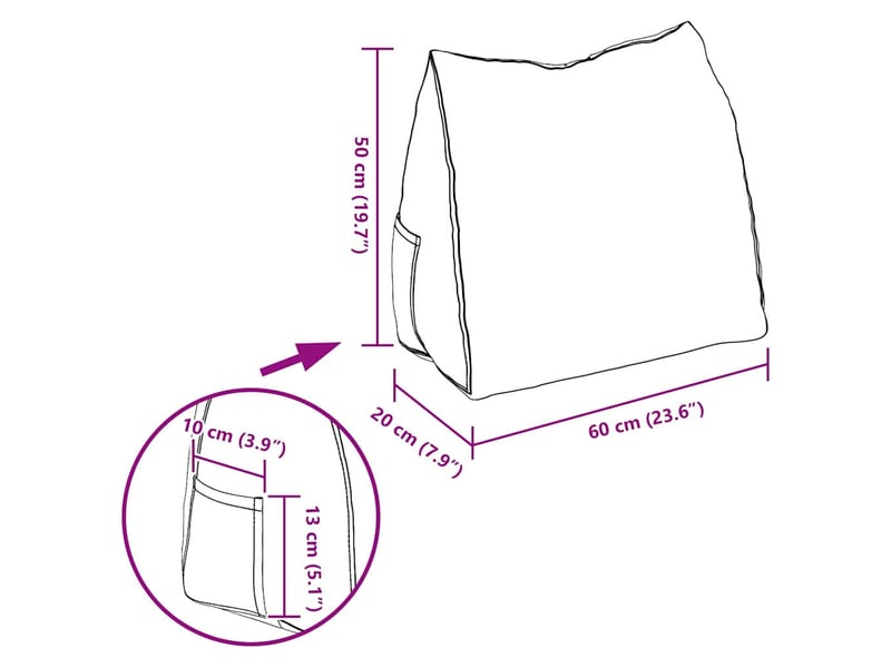 Coussin de dos, coussin de dossier jaune clair 60 x 20 x 50 cm tissu cf54788 - Conforama E