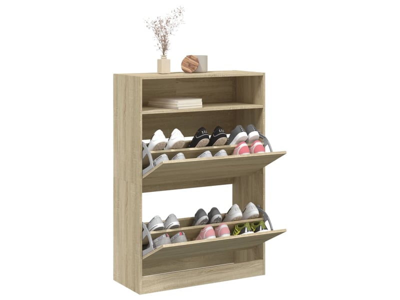  Meuble à chaussure | armoire à chaussures 2 tiroirs rabattables chêne sonoma shl5869  - Conforama D