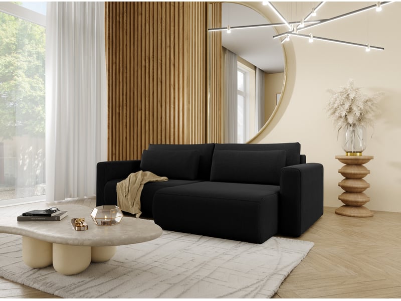 Canapé d'angle convertible 5 places welly noir - Conforama D