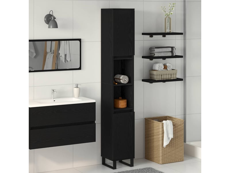 Cabinet de salle de bain, armoire salle de bain chêne noir 30 x 30 x 190 cm cf65327 - Conforama B