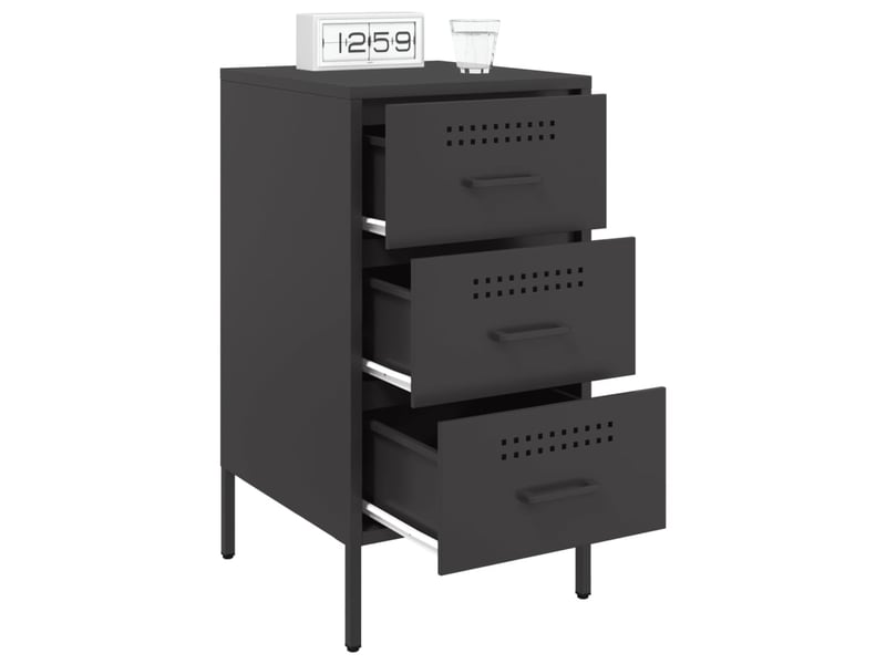  Lot de 2 tables de chevet - cabinet de chevet - table de nuit noir 36x39x68 cm acier  - Conforama C
