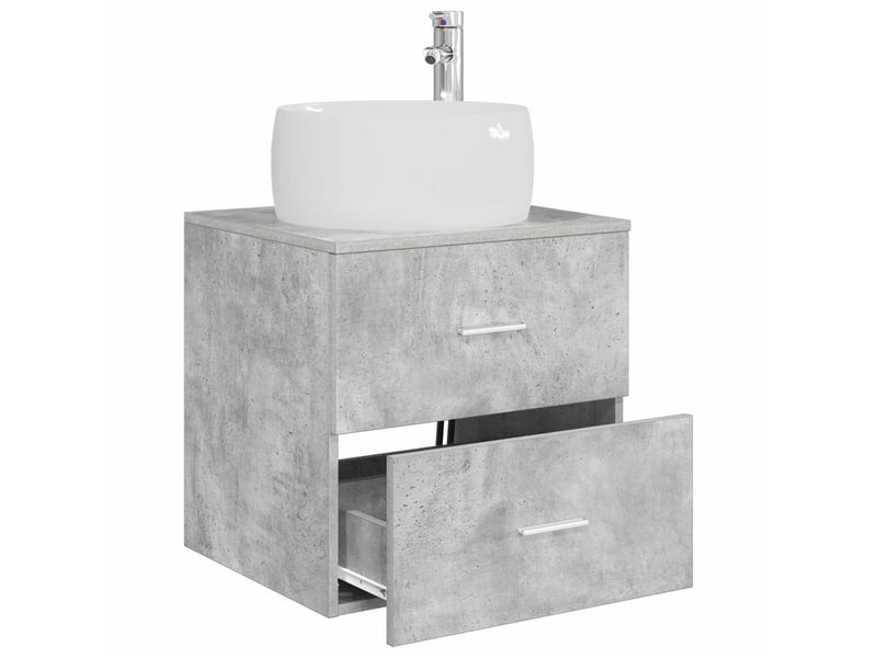  Vanité de lavabo mural, meuble de rangement gris béton 49.5x44.5x66 cm shl1636  - Conforama C