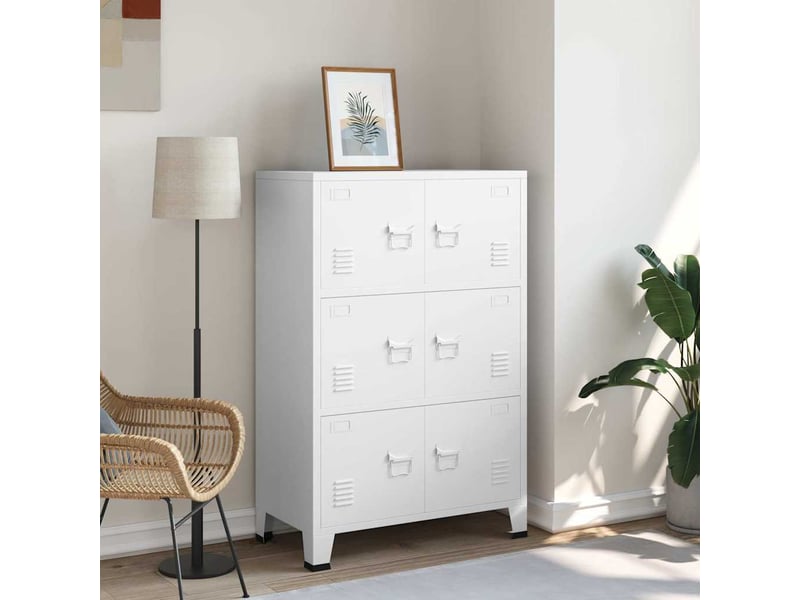  Coffre de rangement, boîte de rangement de rangement industriel blanc 75x40x115 cm métal  - Conforama B