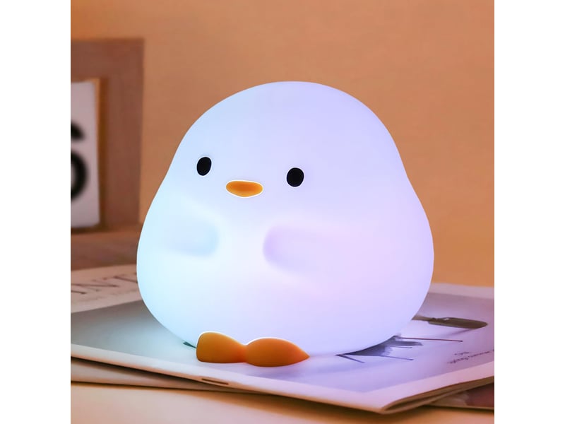  Veilleuse canard en silicone souple, rechargeable usb, jusqu’à 50 h d’autonomie, minuterie  - Conforama A