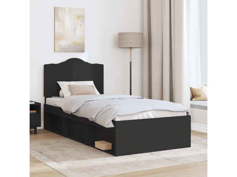  Lit simple- lit adulte -  cadre de lit avec tête de lit noir 100 x 200 cm pin massif  - Conforama B