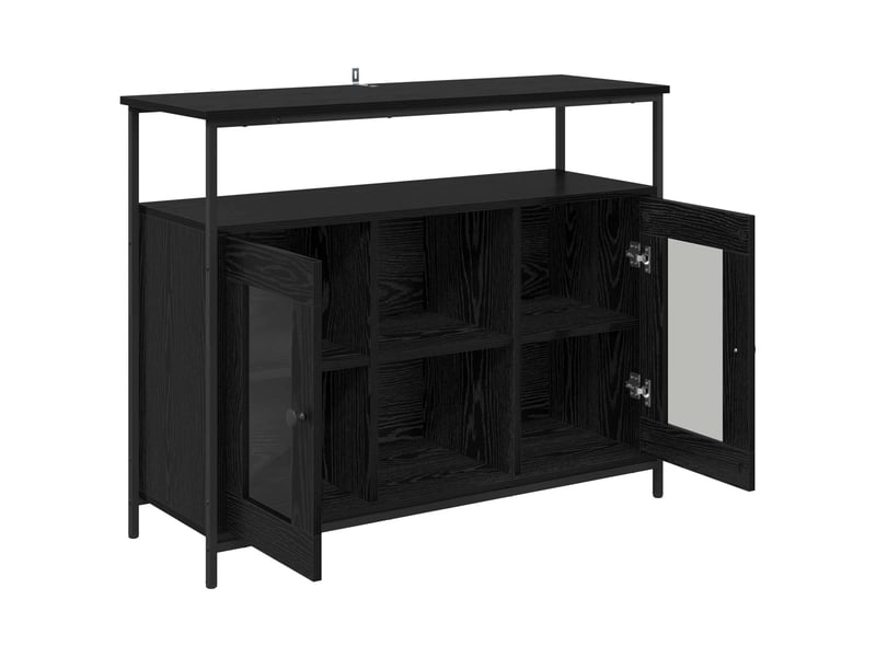  Buffet - bahut - meuble de rangement chêne noir 100 x 35 x 80 cm bois d'ingénierie  - Conforama E