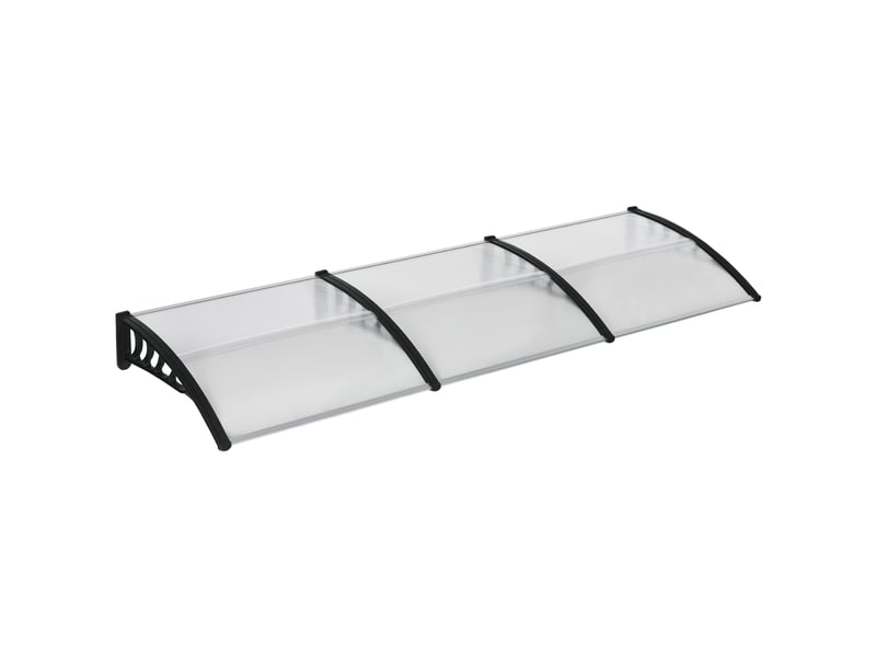  Auvent moderne en polycarbonate, aluminium et pp pour balcons, fenêtres et portes, 303 x 96 x 27 cm, noir et transparent  - Conforama B