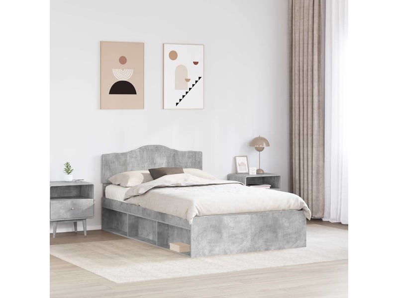  Lit double- lit adulte -  cadre de lit béton 120 x 190 cm bois de pin massif  - Conforama B
