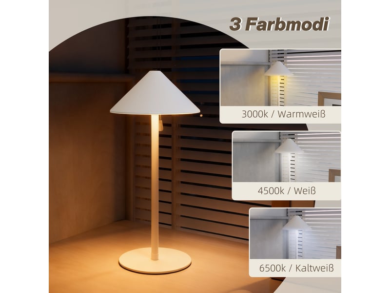  Lampe de table led avec câble usb, interrupteur tactile, boîtier en métal, rechargeable, blanche  - Conforama D