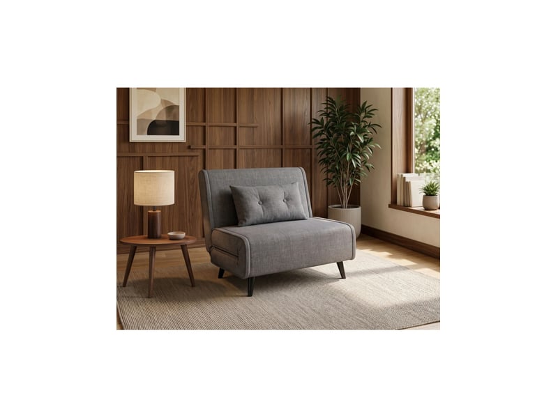 Fauteuil convertible presto 1 place - velours gris - couchage 100x190cm - Conforama E