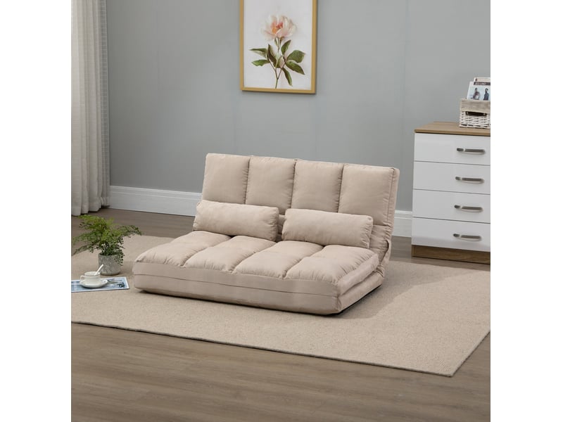  Canapé convertible de sol modenvie 2 en 1 beige, dossier réglable 3 positions, aspect velours, cadre en acier, 102 x 73 x 60 cm  - Conforama B