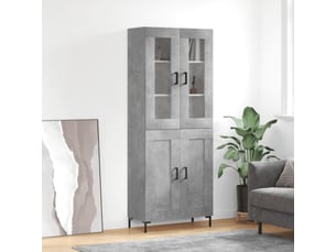 Buffet haut - bahut - meuble de rangement gris béton 69,5x34x180 cm bois d'ingénierie