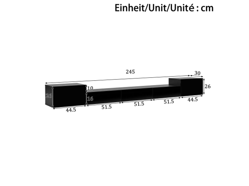  Console tv murale avec portes brillantes et led rgb contrôlables par app – meuble tv fermé, salon moderne  - Conforama C