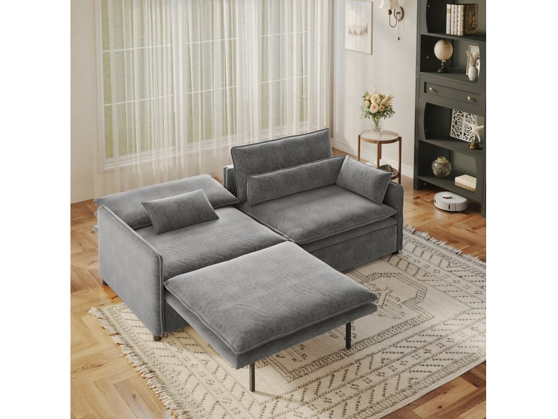 Canapé-lit convertible 3 places 206x91x86 cm avec rangement gris clair - Conforama D
